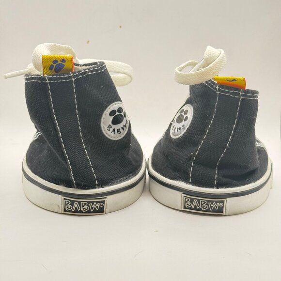 Build-A-Bear Workshop Black High-Top Sneakers White Laces & Stitching - Picture 3 of 7